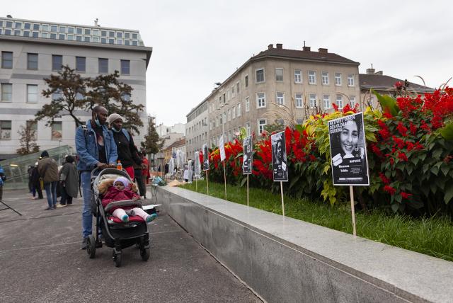 People in the park during demonstration