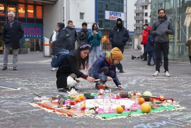 People in the park during demonstration