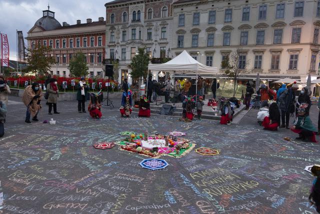 People in the park during demonstration
