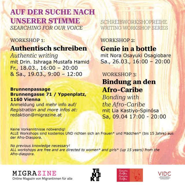 Workshop Programm 18.3., 19.3. und 26.3.